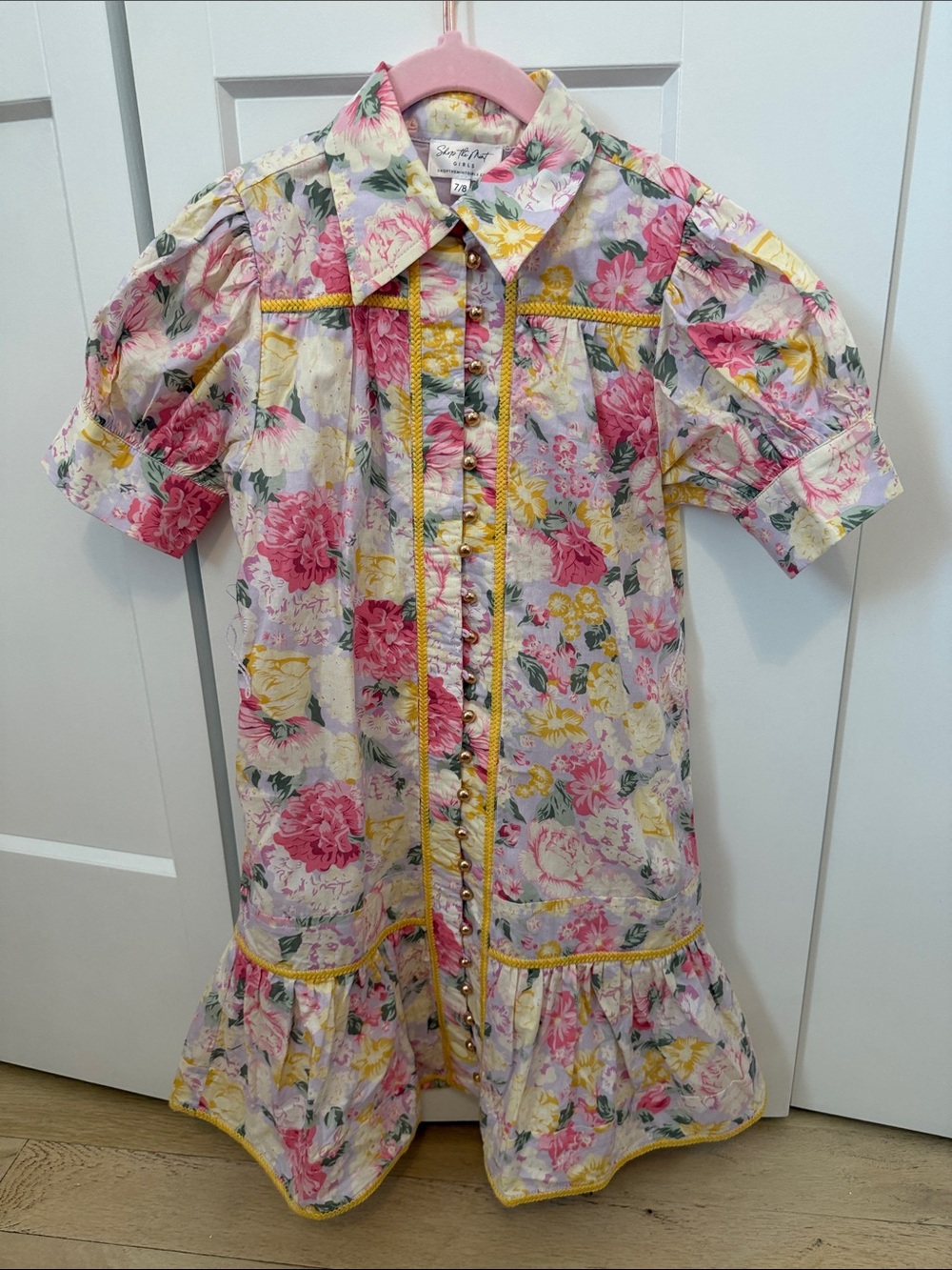 Mint Pink & Yellow Floral Button-Front Nightgown